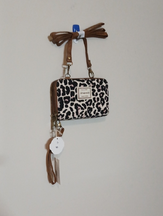 Handbags - Leopard Print Crossbody Wallet with Brown Strap